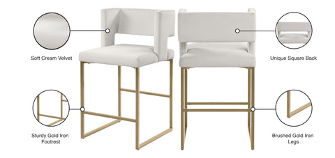 Tevere Cream Velvet Counter Stool