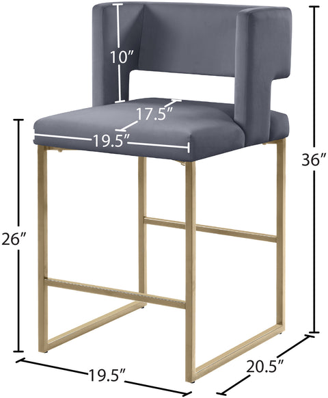 Carlton Grey Velvet Counter Stool C