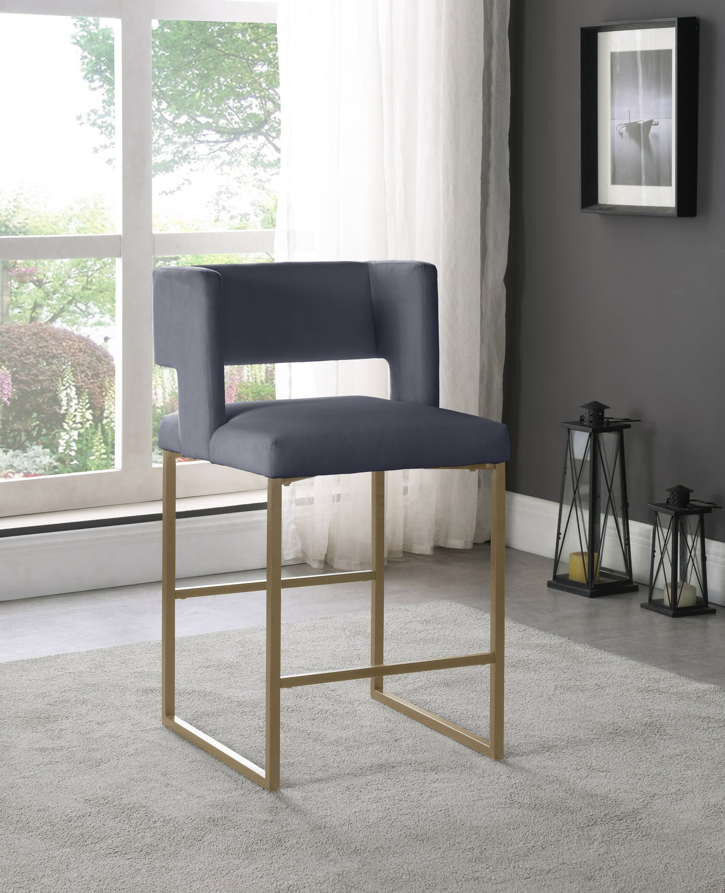 tevere grey velvet counter stool