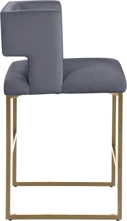 Tevere Grey Velvet Counter Stool