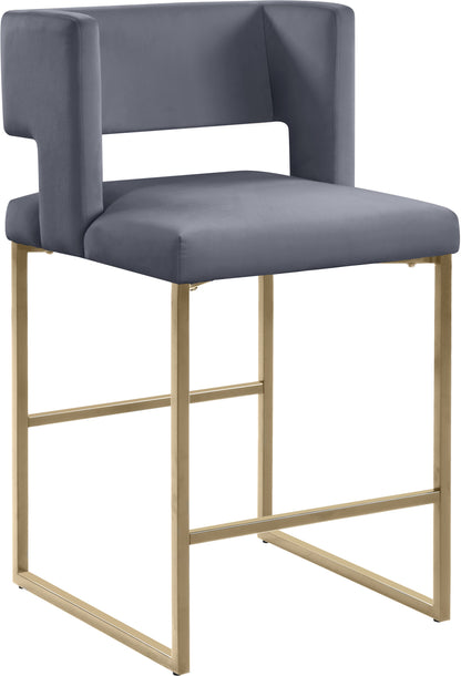 Tevere Grey Velvet Counter Stool