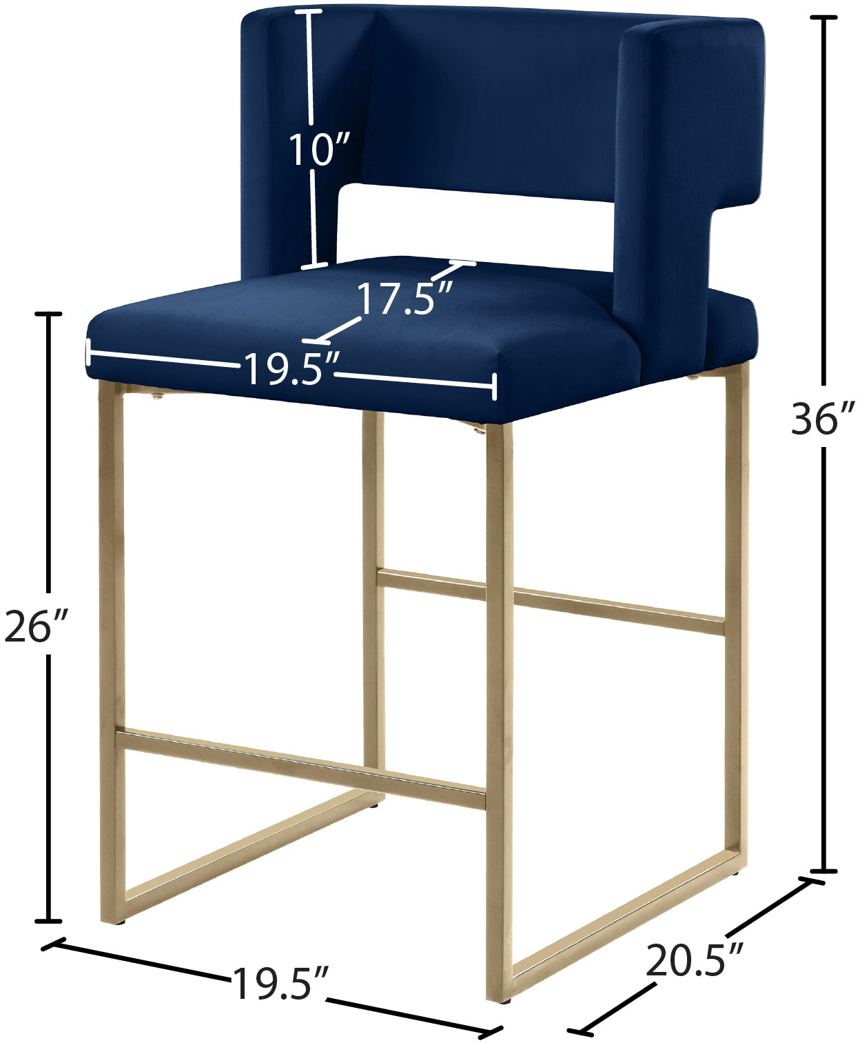carlton navy velvet counter stool c