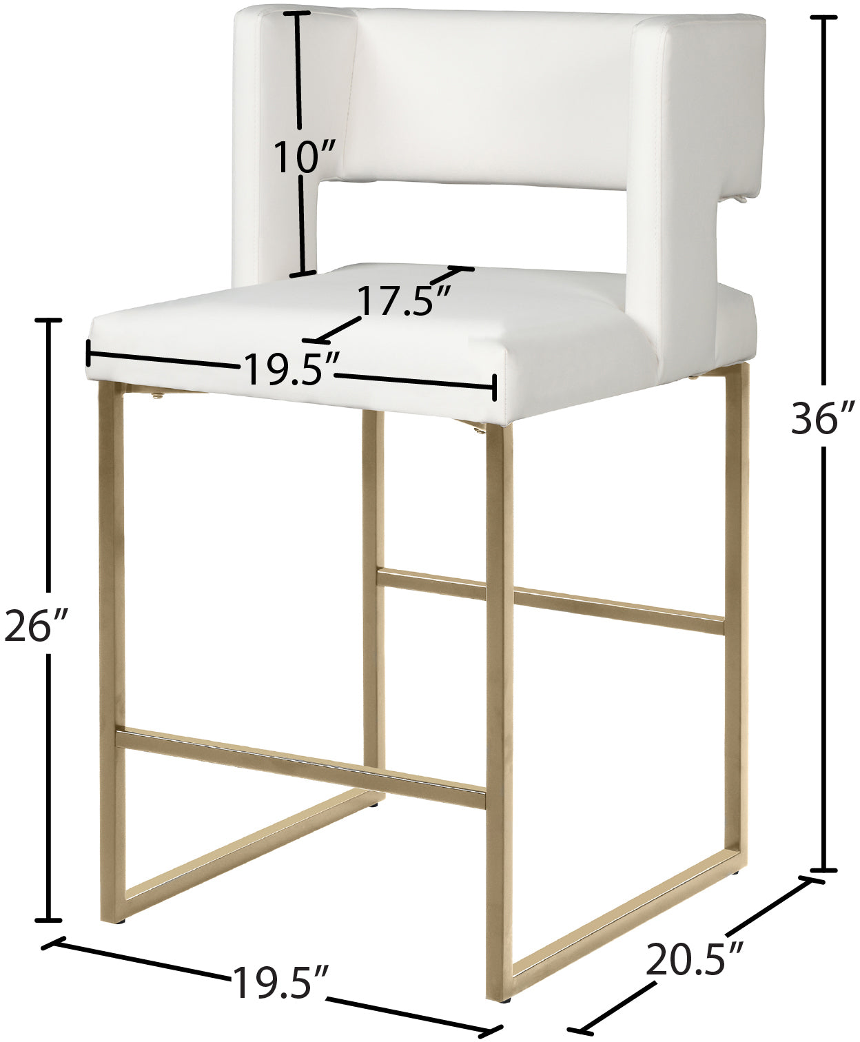 carlton white faux leather counter stool c