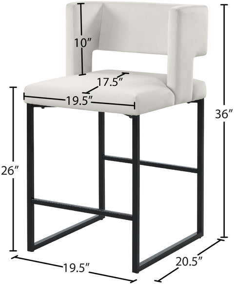 Carlton Cream Velvet Counter Stool C