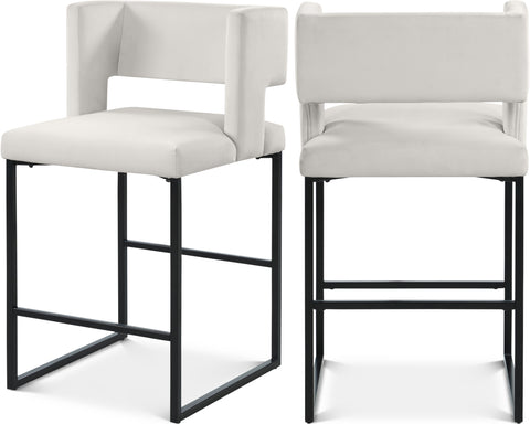 Jessa Cream Velvet Upholstered Counter Stool, 2-Piece (Style 2)