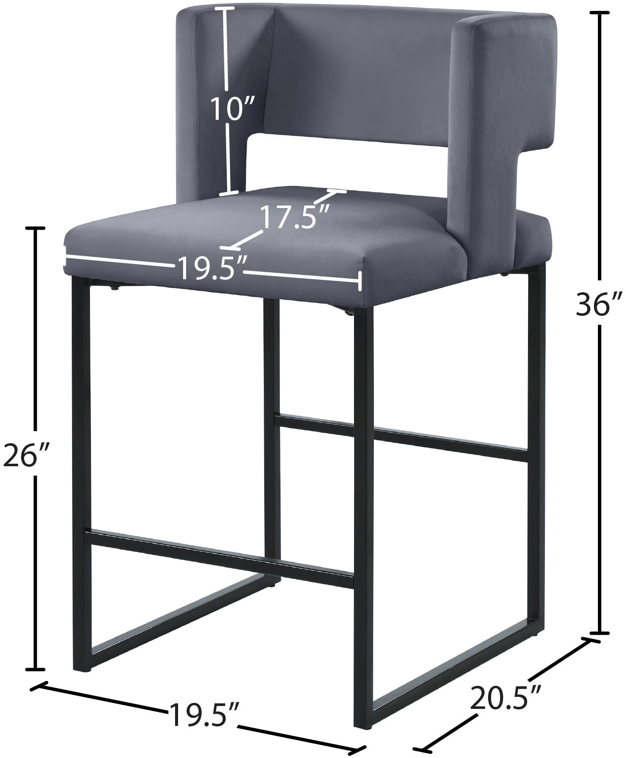 carlton grey velvet counter stool c