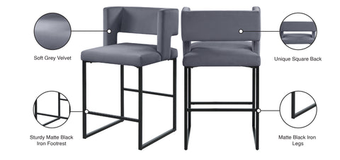 Carlton Grey Velvet Counter Stool C