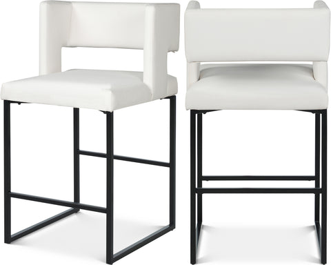 Jessa White Velvet Upholstered Counter Stool, 2-Piece (Style 2)