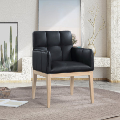 Sage Black Vegan Leather Upholstered Dining Arm Chair, 2-Piece