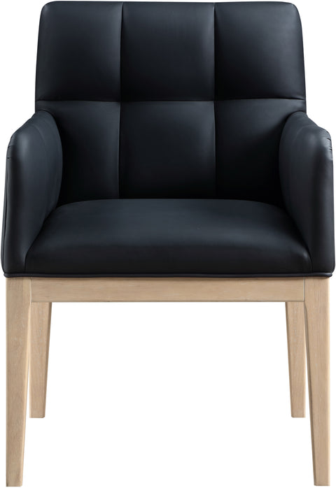 Sage Black Vegan Leather Upholstered Dining Arm Chair, 2-Piece