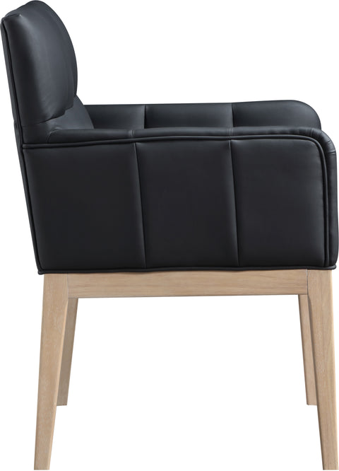 Sage Black Vegan Leather Upholstered Dining Arm Chair, 2-Piece