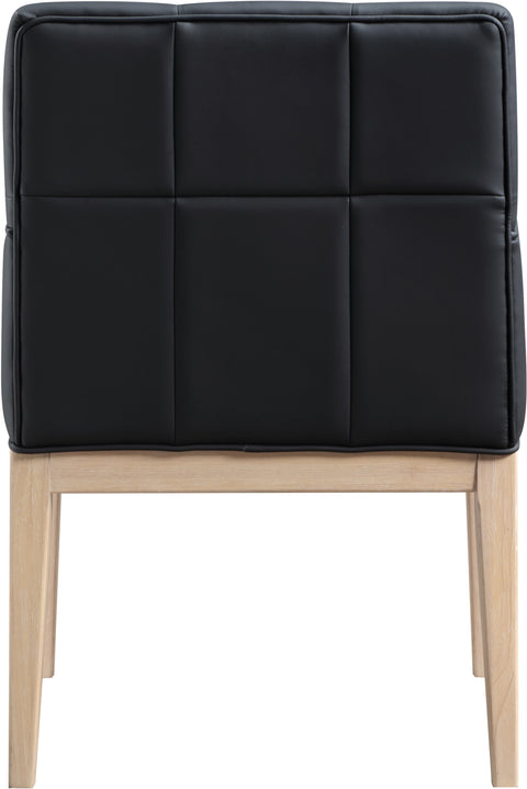 Sage Black Vegan Leather Upholstered Dining Arm Chair, 2-Piece