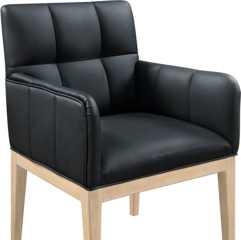 Sage Black Vegan Leather Upholstered Dining Arm Chair, 2-Piece
