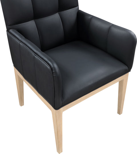 Sage Black Vegan Leather Upholstered Dining Arm Chair, 2-Piece