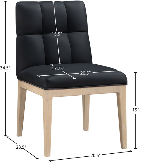 Sage Black Vegan Leather Upholstered Dining Side Chair, 2-Piece