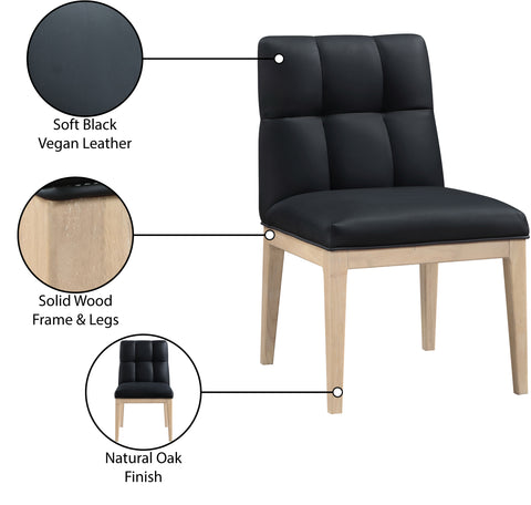 Sage Black Vegan Leather Upholstered Dining Side Chair, 2-Piece