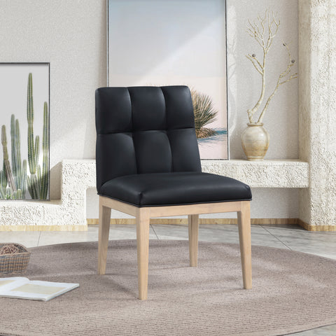 Sage Black Vegan Leather Upholstered Dining Side Chair, 2-Piece