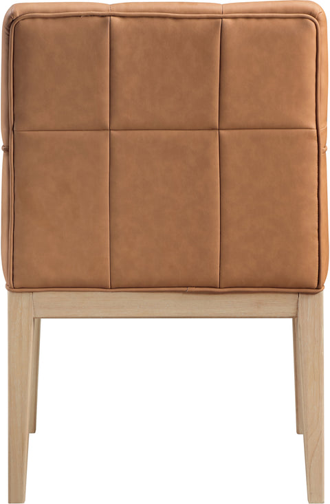 Sage Cognac Vegan Leather Upholstered Dining Arm Chair, 2-Piece
