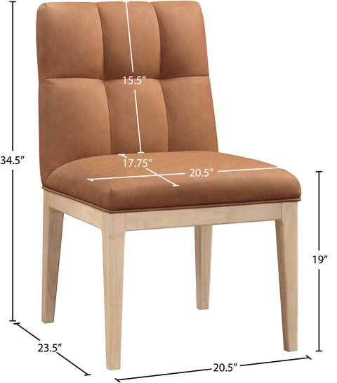 Sage Cognac Vegan Leather Upholstered Dining Side Chair, 2-Piece