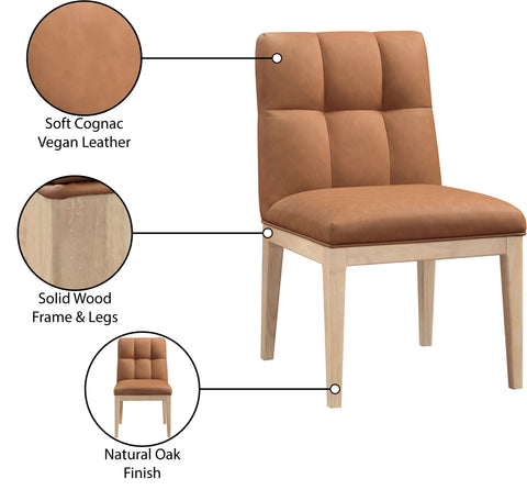 Sage Cognac Vegan Leather Upholstered Dining Side Chair, 2-Piece