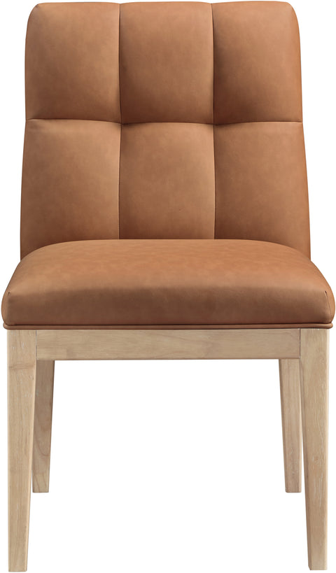 Sage Cognac Vegan Leather Upholstered Dining Side Chair, 2-Piece