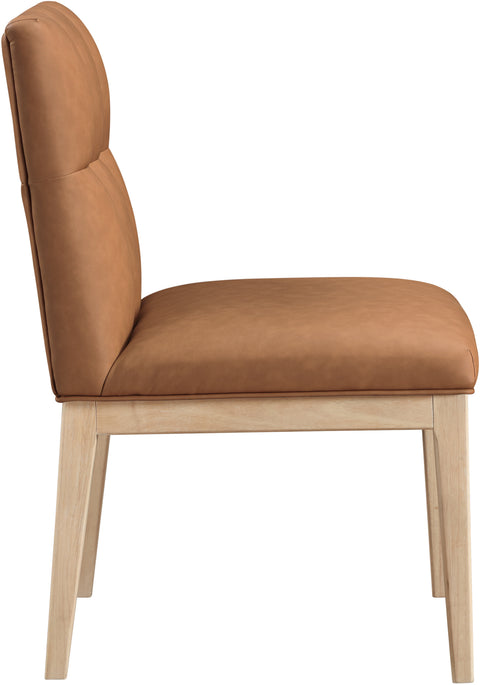 Sage Cognac Vegan Leather Upholstered Dining Side Chair, 2-Piece