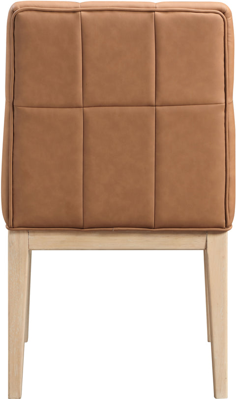 Sage Cognac Vegan Leather Upholstered Dining Side Chair, 2-Piece
