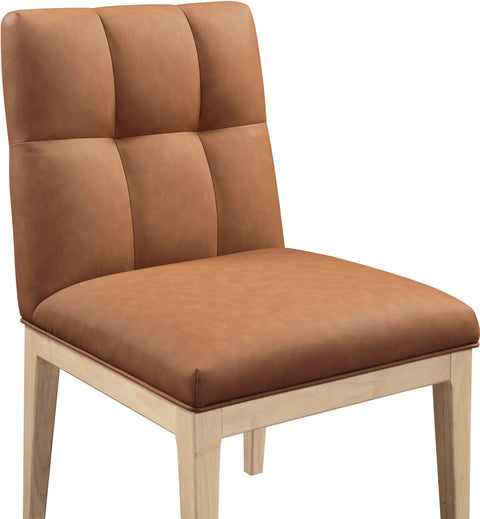 Sage Cognac Vegan Leather Upholstered Dining Side Chair, 2-Piece