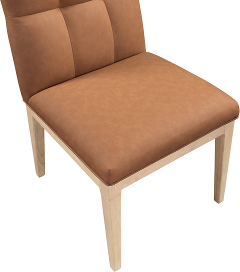 Sage Cognac Vegan Leather Upholstered Dining Side Chair, 2-Piece