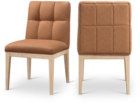 Sage Cognac Vegan Leather Upholstered Dining Side Chair, 2-Piece