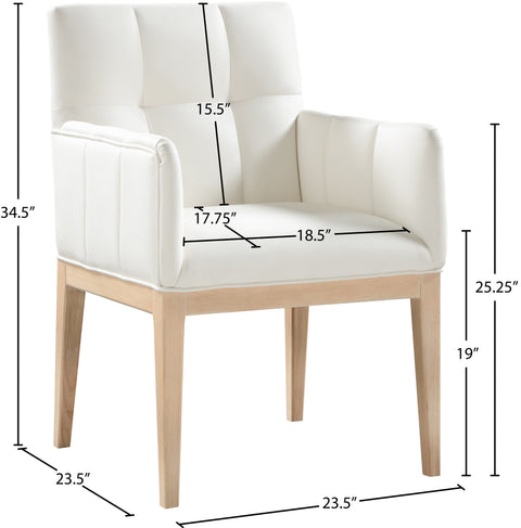 Sage Cream Vegan Leather Upholstered Dining Arm Chair, 2-Piece