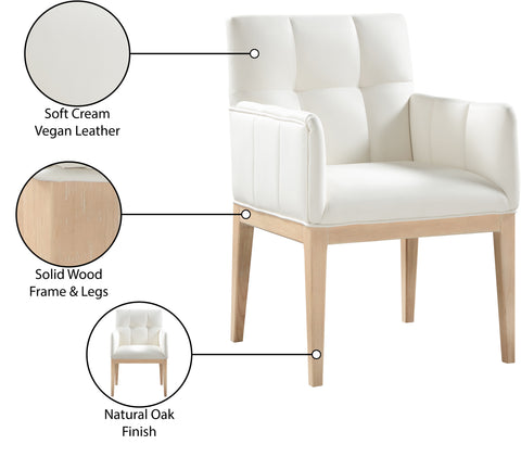 Sage Cream Vegan Leather Upholstered Dining Arm Chair, 2-Piece