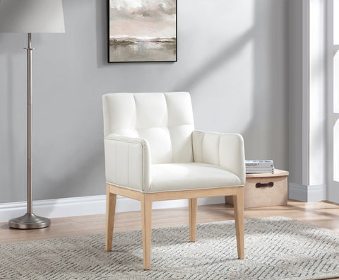 Sage Cream Vegan Leather Upholstered Dining Arm Chair, 2-Piece
