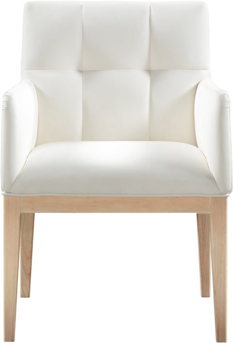 Sage Cream Vegan Leather Upholstered Dining Arm Chair, 2-Piece