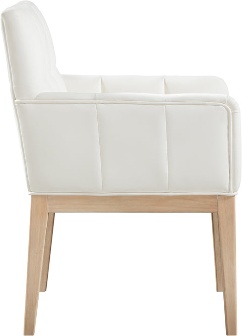 Sage Cream Vegan Leather Upholstered Dining Arm Chair, 2-Piece