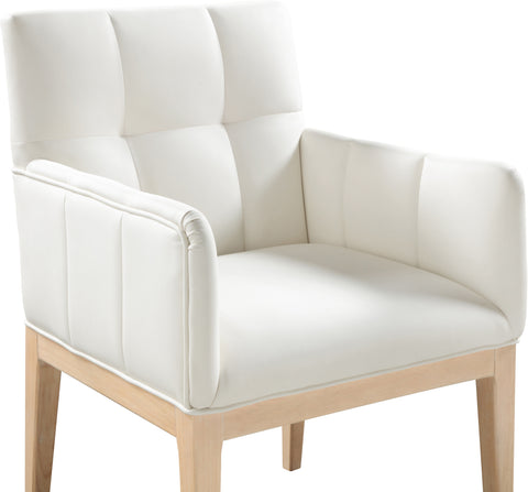 Sage Cream Vegan Leather Upholstered Dining Arm Chair, 2-Piece