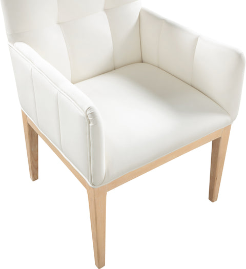 Sage Cream Vegan Leather Upholstered Dining Arm Chair, 2-Piece