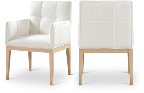Sage Cream Vegan Leather Upholstered Dining Arm Chair, 2-Piece