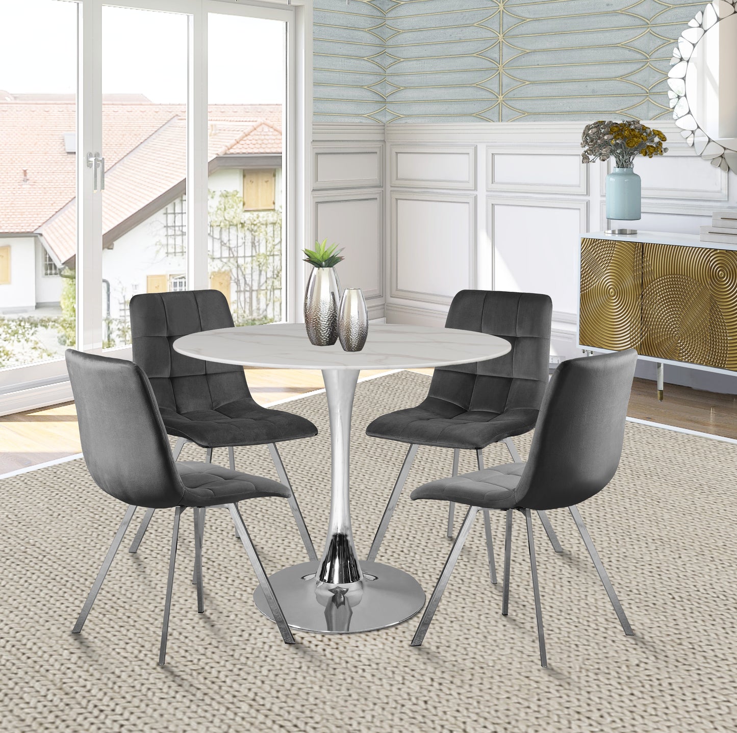 millwin chrome dining table (3 boxes)