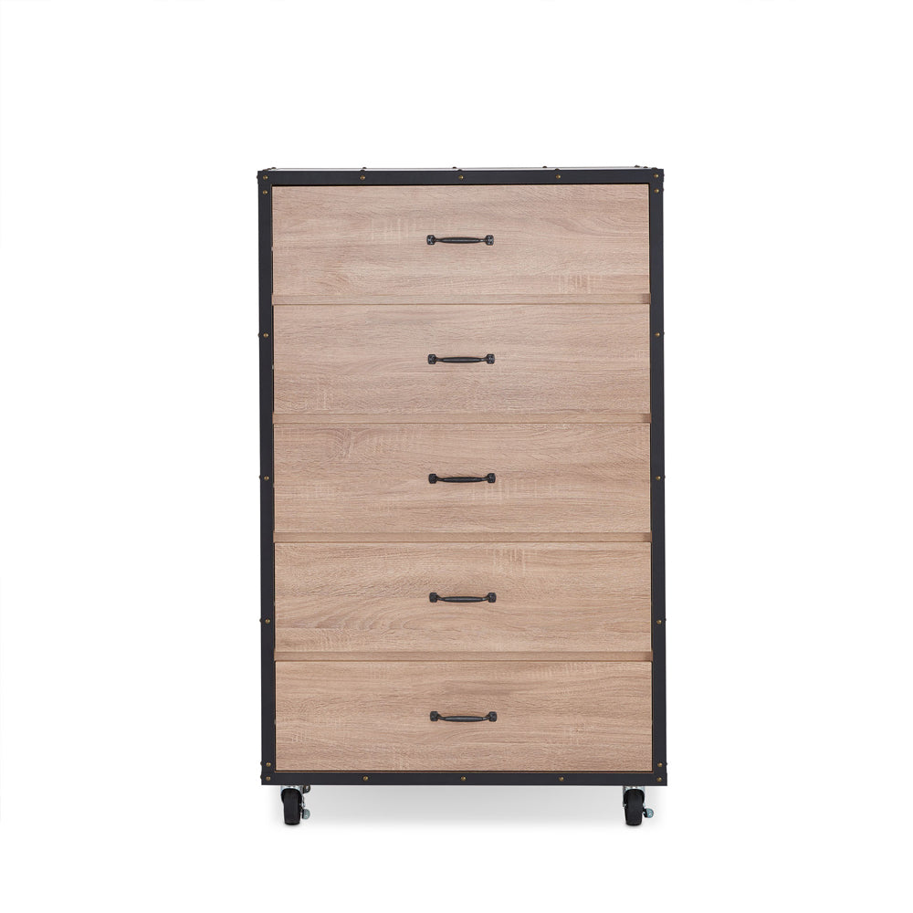 melkree chest, weathered light oak finish