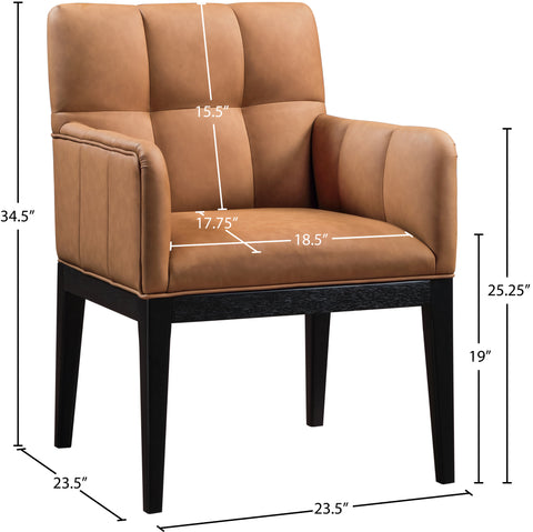 Sage Cognac Vegan Leather Upholstered Dining Arm Chair, 2-Piece (Style 2)