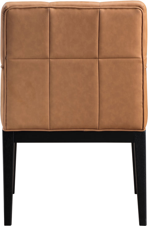 Sage Cognac Vegan Leather Upholstered Dining Arm Chair, 2-Piece (Style 2)
