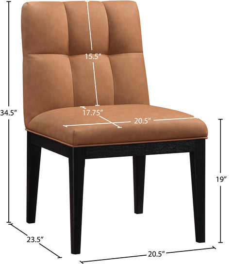 Sage Cognac Vegan Leather Upholstered Dining Side Chair, 2-Piece (Style 2)
