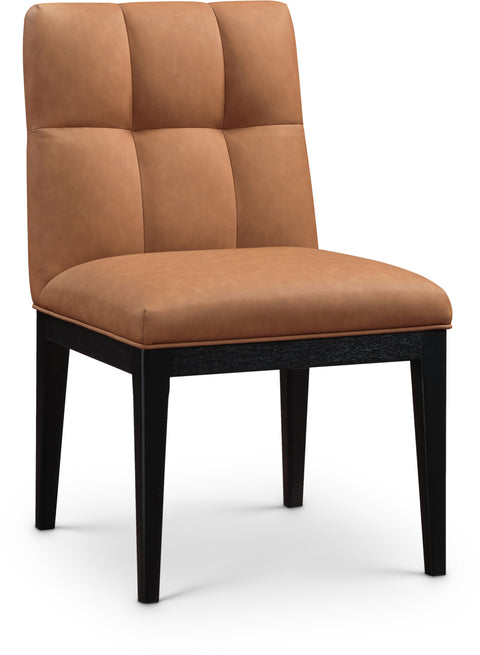 Sage Cognac Vegan Leather Upholstered Dining Side Chair, 2-Piece (Style 2)