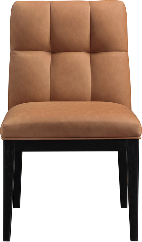 Sage Cognac Vegan Leather Upholstered Dining Side Chair, 2-Piece (Style 2)