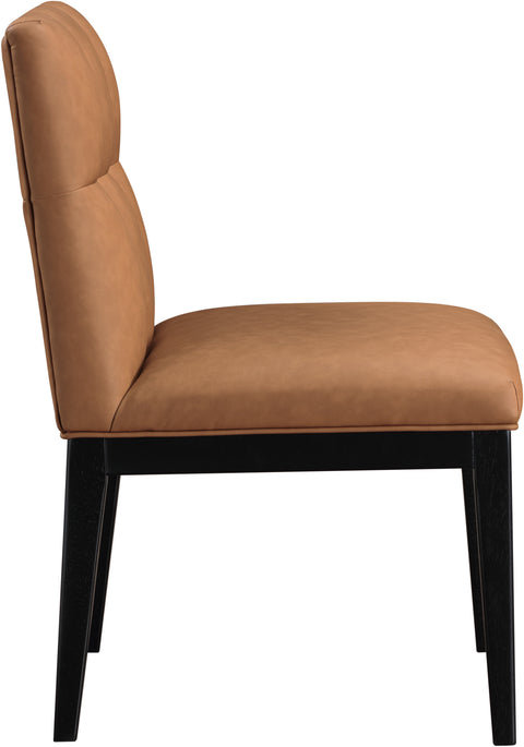 Sage Cognac Vegan Leather Upholstered Dining Side Chair, 2-Piece (Style 2)