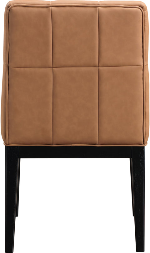 Sage Cognac Vegan Leather Upholstered Dining Side Chair, 2-Piece (Style 2)