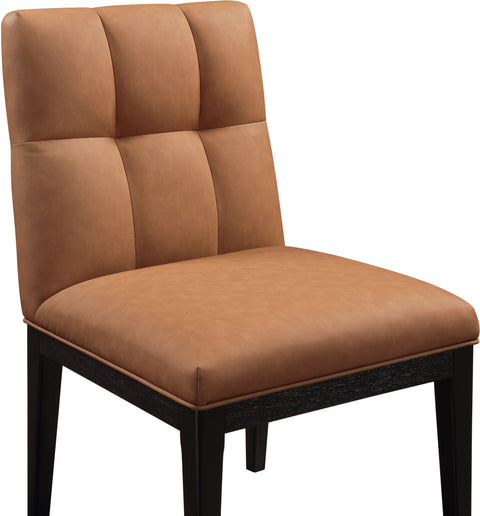 Sage Cognac Vegan Leather Upholstered Dining Side Chair, 2-Piece (Style 2)