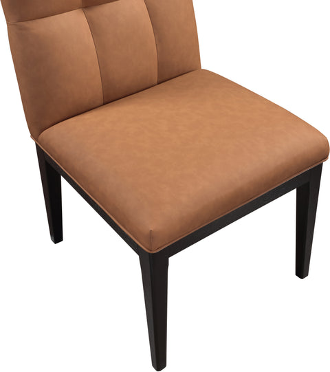 Sage Cognac Vegan Leather Upholstered Dining Side Chair, 2-Piece (Style 2)