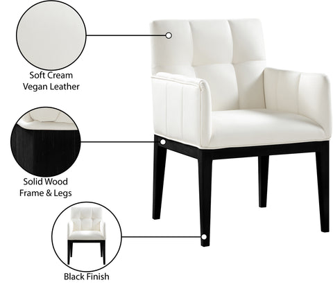 Sage Cream Vegan Leather Upholstered Dining Arm Chair, 2-Piece (Style 2)